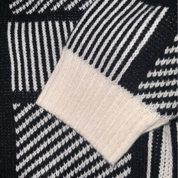 vintage 80s 90s eaton knit sweater stripe‎ checkered patchwork nylon wool blend - Picture 4 of 8